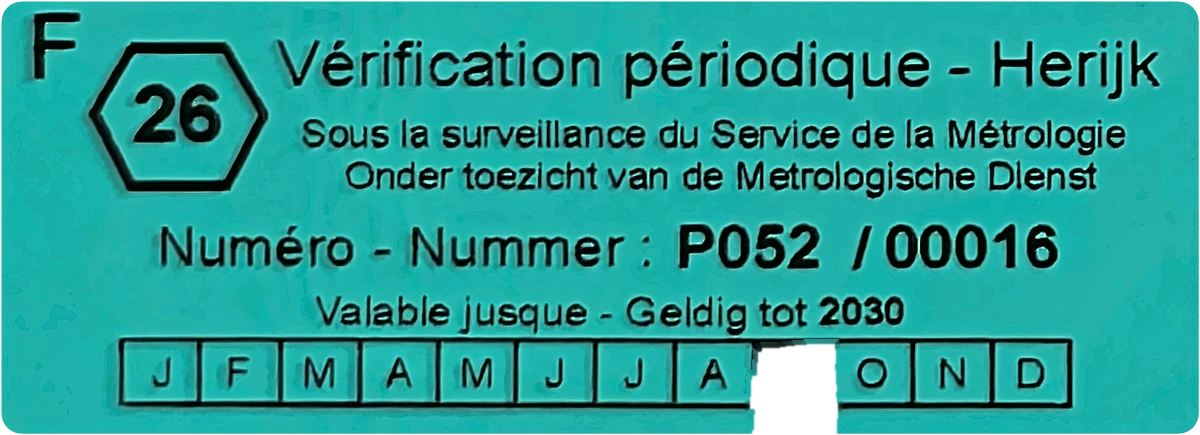 Groen ijkvignet van de periodieke herijking in België